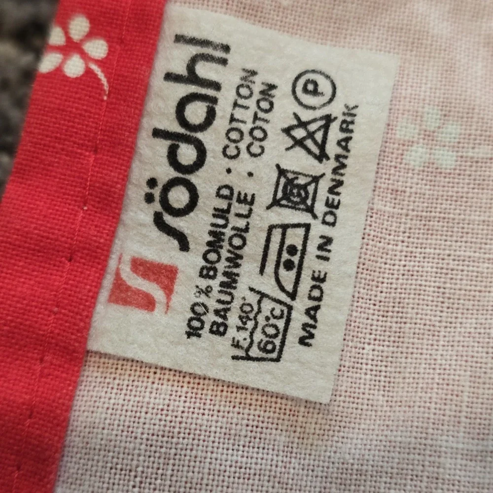 Vintage Sodahl Cottagecore Dotted Floral Red White Kitchen Apron‎ Rope String